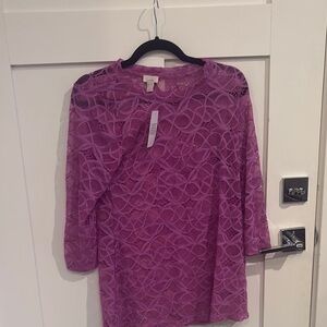 LOGO by Lori Goldstein Lace Blouse in Rich Purple